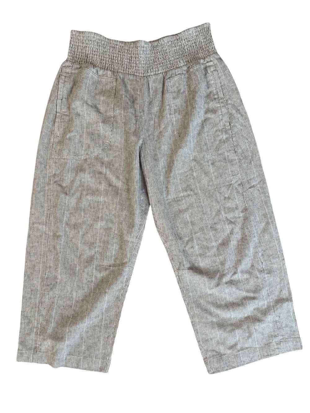Anthropologie Pilcro Reese Linen Cotton Smocked Barrel Pants Striped